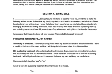 Alabama Advance Directive Form