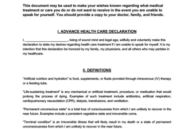 Minnesota Advance Directive Form