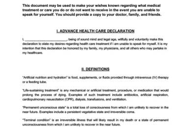 Vermont Advance Directive Form