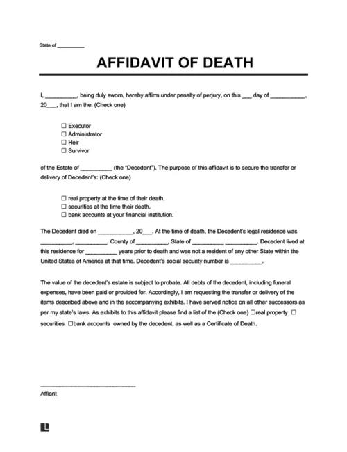 Affidavit of death