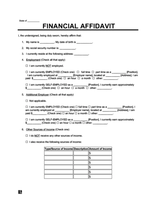 financial affidavit