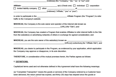 Affiliate Agreement Template