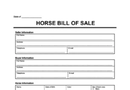 horse bill of sale template