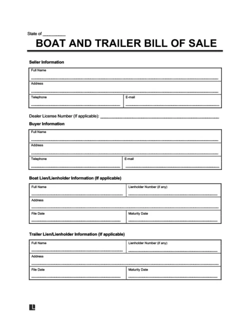 boat and trailer bill of sale