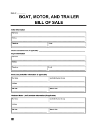 boat, motor, and trailer bill of sale