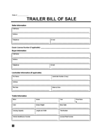 Trailer Bill of Sale Form Example