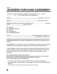 Business Purchase Agreement Template