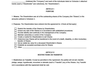 Buy Sell Agreement Template