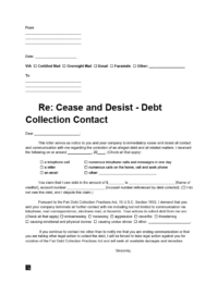 cease and desist debt collection letter