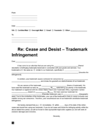 cease and desist letter for trademark infringement