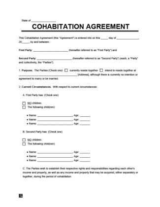 Cohabitation Agreement Template