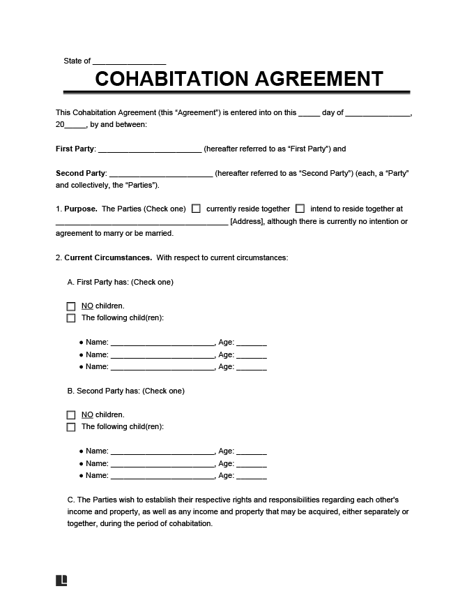 Cohabitation Agreement Template