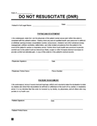 do not resuscitate (dnr) form
