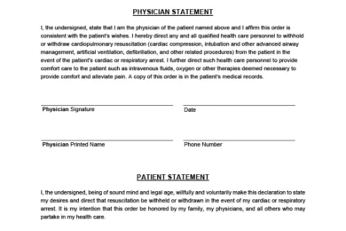 do not resuscitate (dnr) form