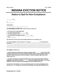 indiana eviction notice comply or quit