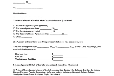 Kentucky Notice to Pay Rent or Quit