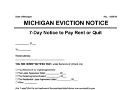 Michigan notice to pay rent or quit