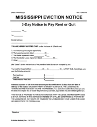 Mississippi notice to pay rent or quit