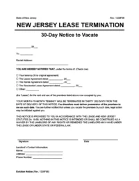 New Jersey 30 day lease termination screenshot