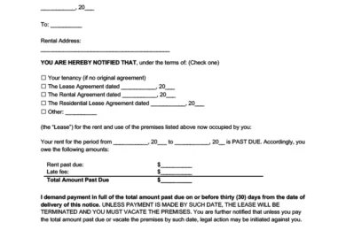 New Jersey 30 day notice to pay rent or quit