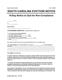 South Carolina eviction notice 14 day comply or quit screenshot