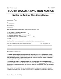 South Dakota eviction notice comply or quit screenshot
