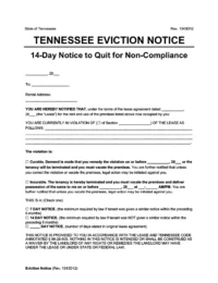 Tennessee eviction notice 14 day comply or quit screenshot