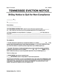 Tennessee eviction notice 30 day comply or quit screenshot