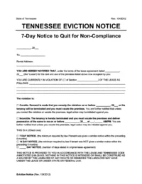 Tennessee eviction notice 7 day comply or quit