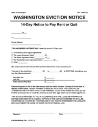 Washington eviction notice 14 day pay rent or quit screenshot
