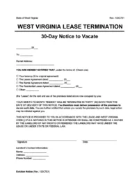 West Virginia 30 day lease termination screenshot