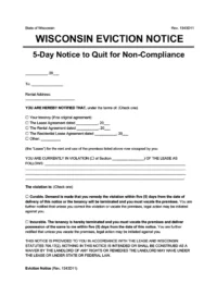 Wisconsin eviction notice 5 day comply or quit screenshot