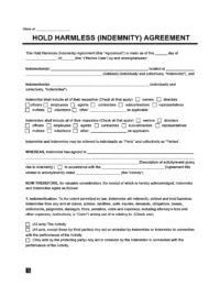 Hold Harmless Agreement Template