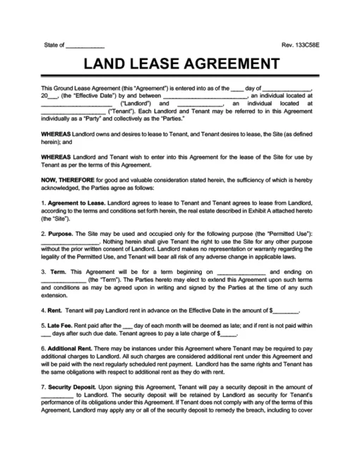land lease agreement
