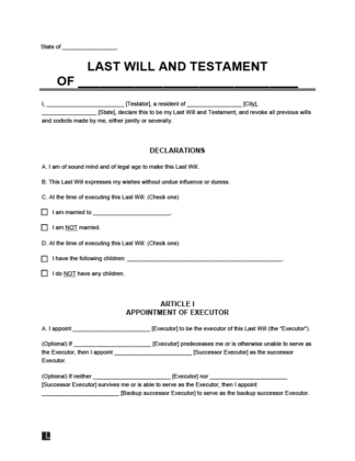 Sample of a last will and testament template for estate planning