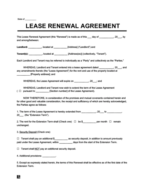 lease renewal form template