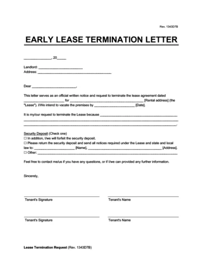 Early Lease Termination Letter