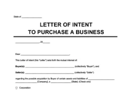 letter of intent for business purchase template