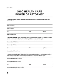 Ohio Durable Power of Attorney for Health Care Form