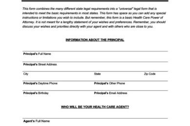 Pennsylvania Durable Health Care Power of Attorney Form