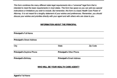 Washington Durable Power of Attorney for Health Care Form