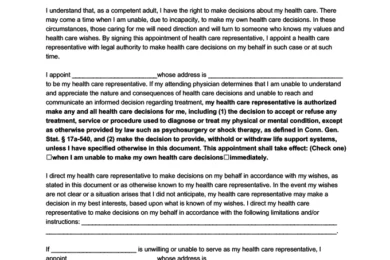 Connecticut Medical Power of Attorney Form