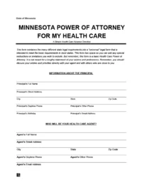 Minnesota Medical Power of Attorney Form