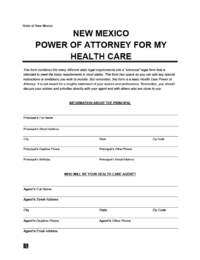 New Mexico medical power of attorney screenshot