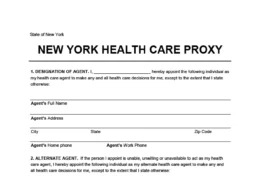 New York Medical Power of Attorney Form