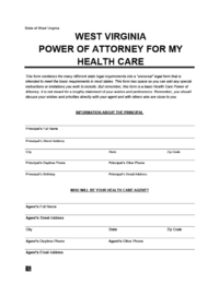 West Virginia Medical Power of Attorney Form