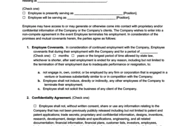 non compete agreement template