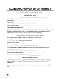 Alabama Power of Attorney Form
