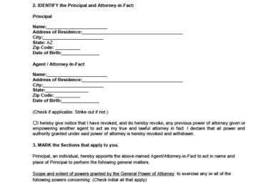 Arizona Power of Attorney Form