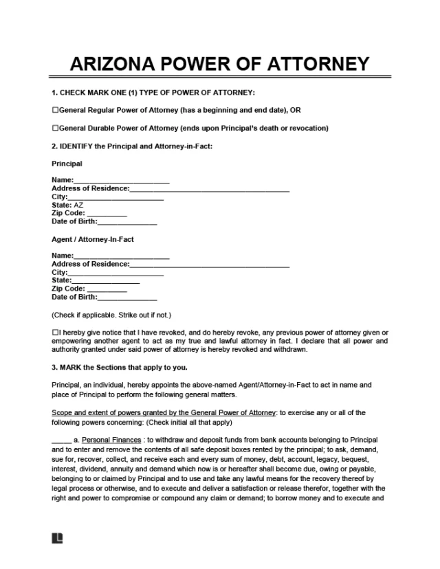 Arizona Power of Attorney Form